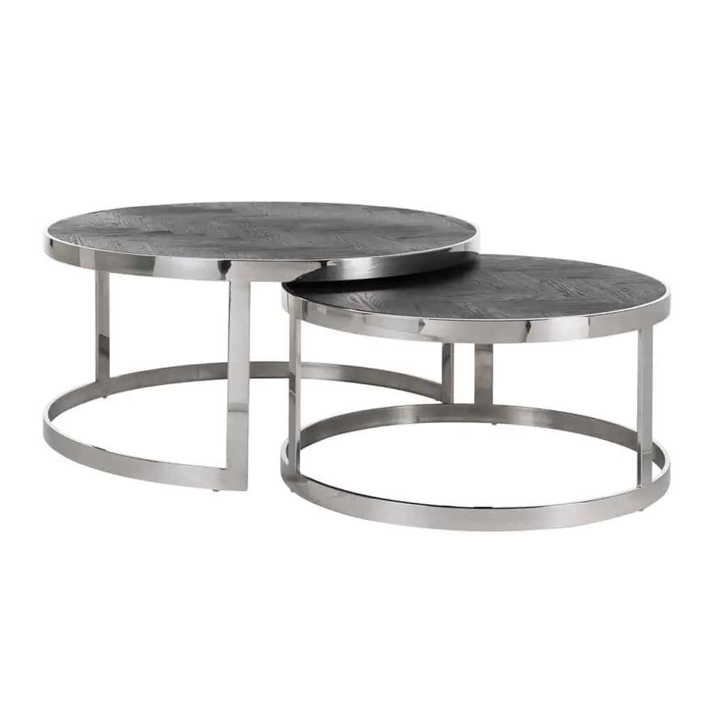 - Salontafel Blackbone Silver black rustic (Set of 2)