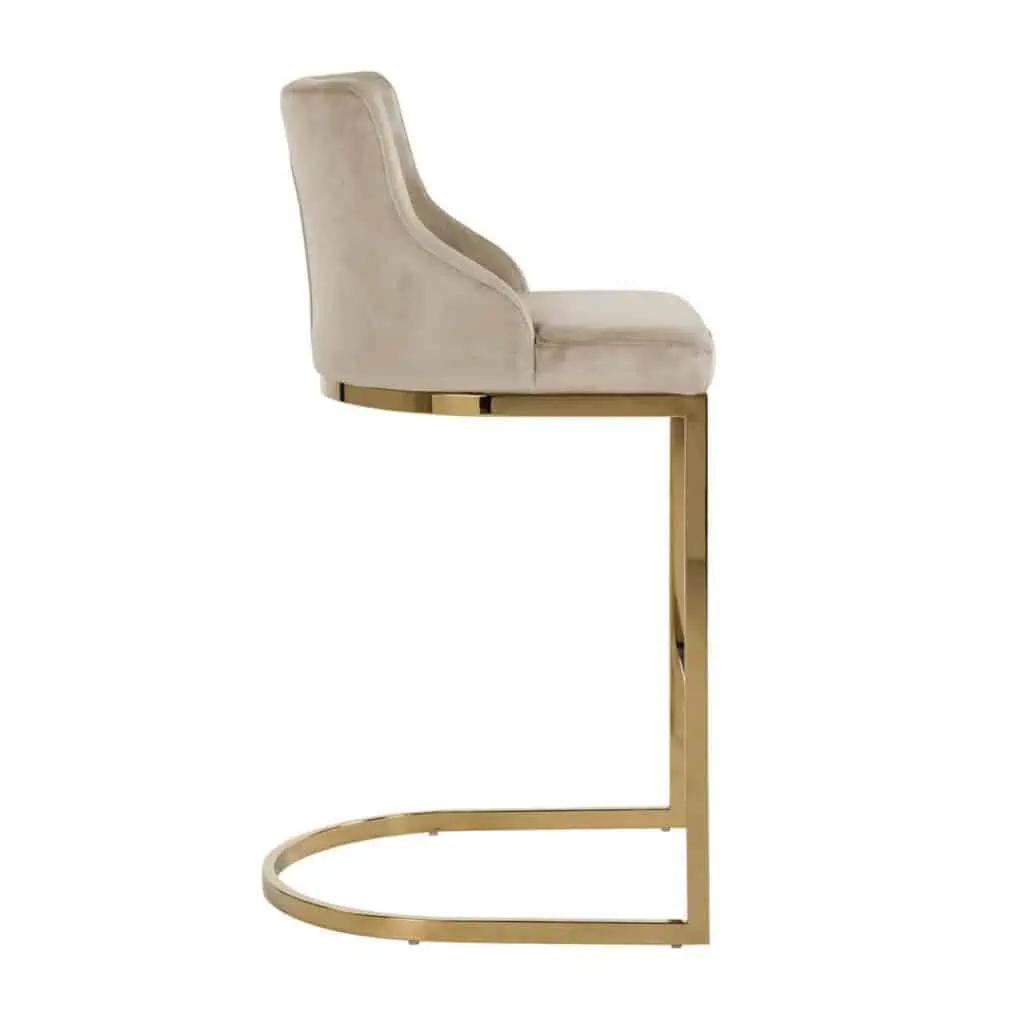 - Barstoel Bolton khaki velvet gold fire retardant (Set of 2)
