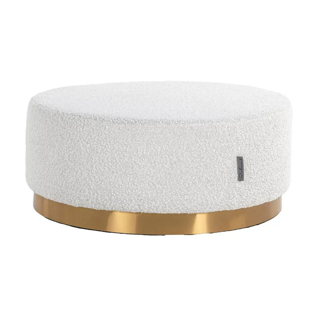 - Poef & Voetenbank Emmy white bouclé 70Ø