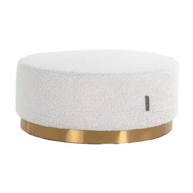 - Poef & Voetenbank Emmy white bouclé 70Ø