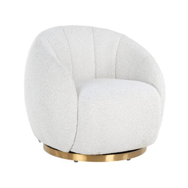 - Lounge stoel Jago white bouclé swivel