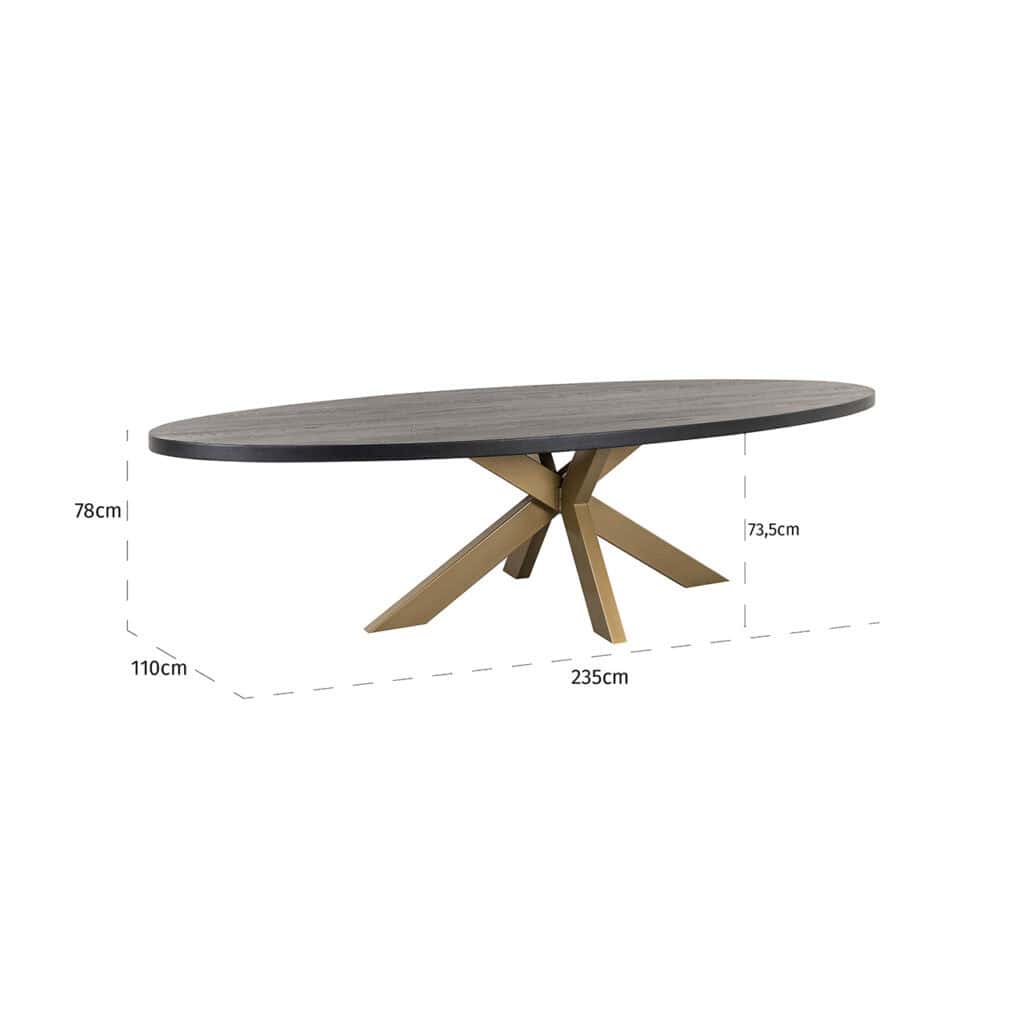 - Eettafel Watson black 235 incl. spinpoot goud (Black)