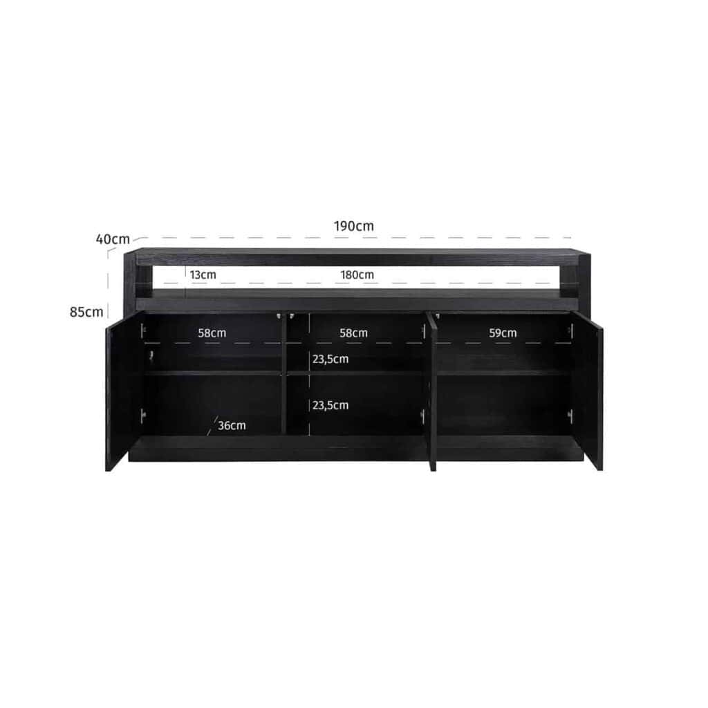 - Dressoir Oakura 3-deuren (Black)