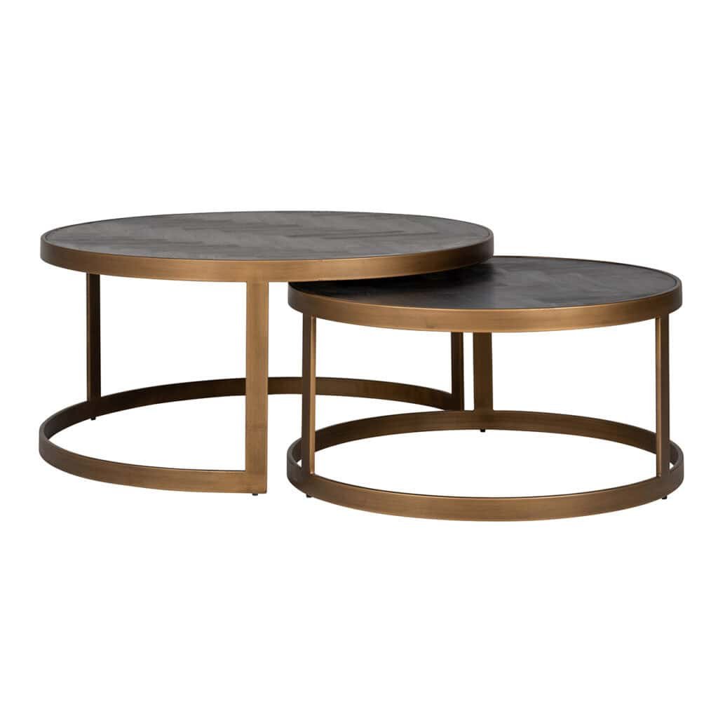 - Salontafel Blackbone brass set van 2  (Black rustic)