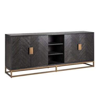 - Dressoir Blackbone brass 4-deuren + open vak (Black rustic)