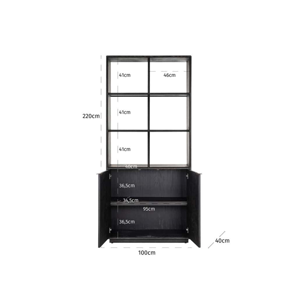 - Bibliothèque Blackbone brass  2-portes (Noir rustique)