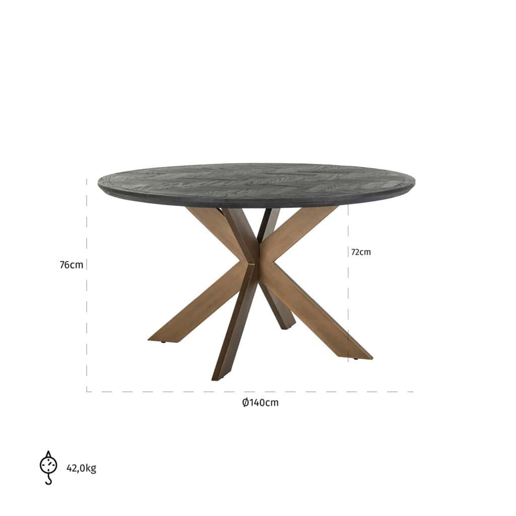 - Eettafel Blackbone brass 140Ø (Black rustic)