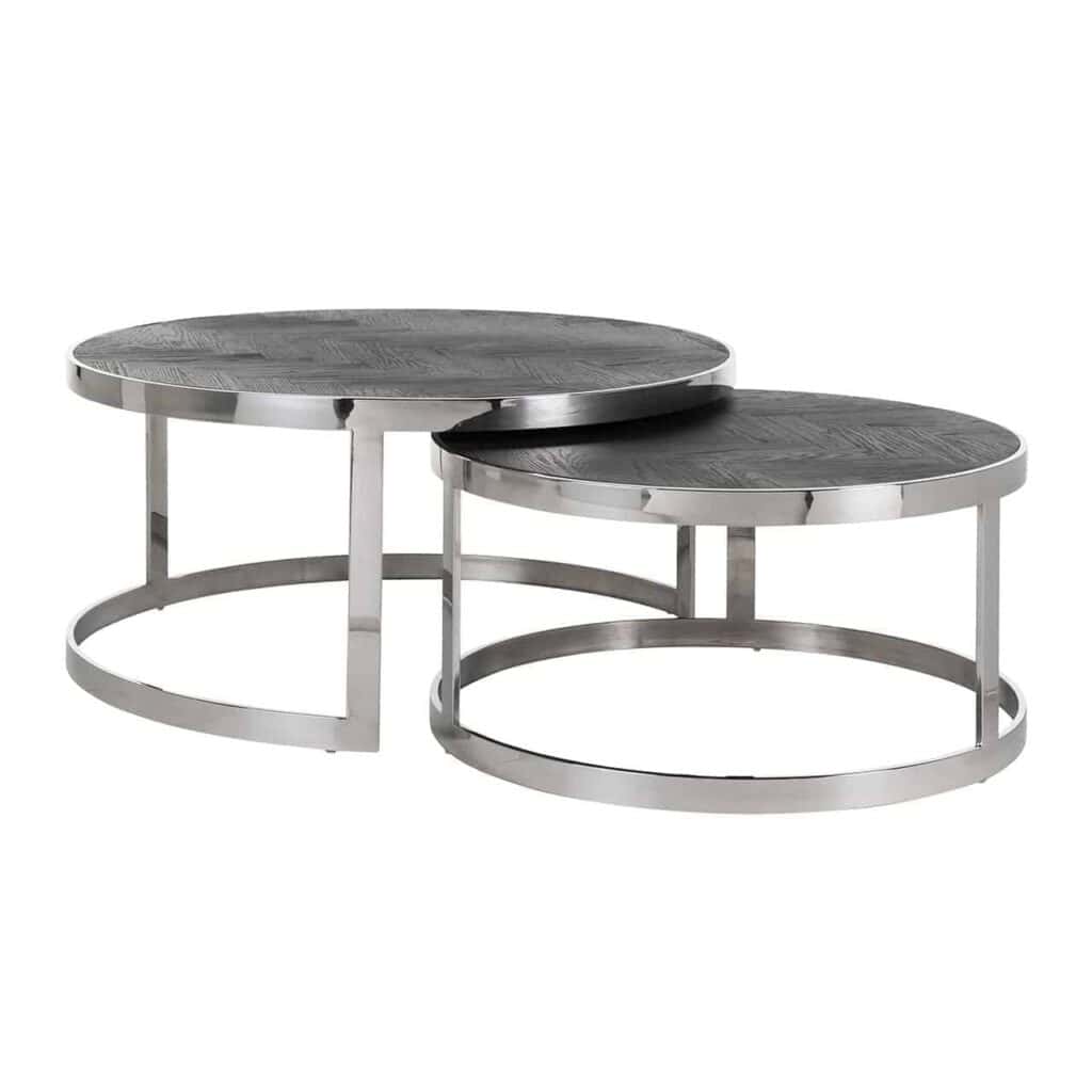 - Couchtisch Blackbone silver 2er Set (Schwarz rustikal)
