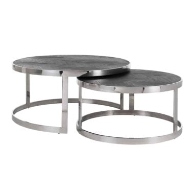 - Salontafel Blackbone silver set van 2  (Black rustic)