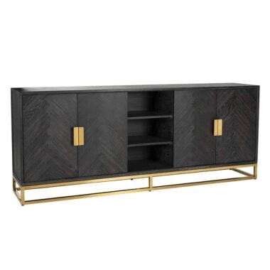 - Dressoir Blackbone gold 4-deuren + open vak (Black rustic)