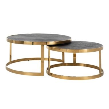 - Coffee table Blackbone gold set of 2 (Black rustic)