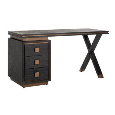 - Bureau Hunter  3-tiroirs  (rustique noir)