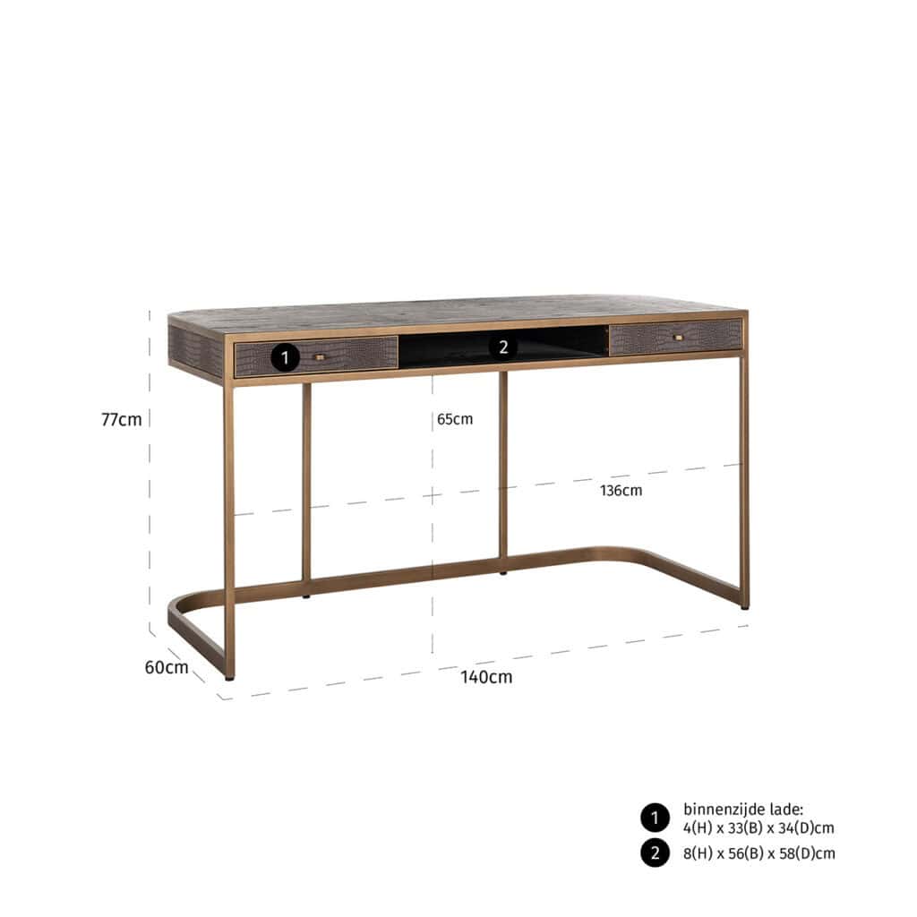 - Bureau Classio 2-laden  (Brushed Gold)