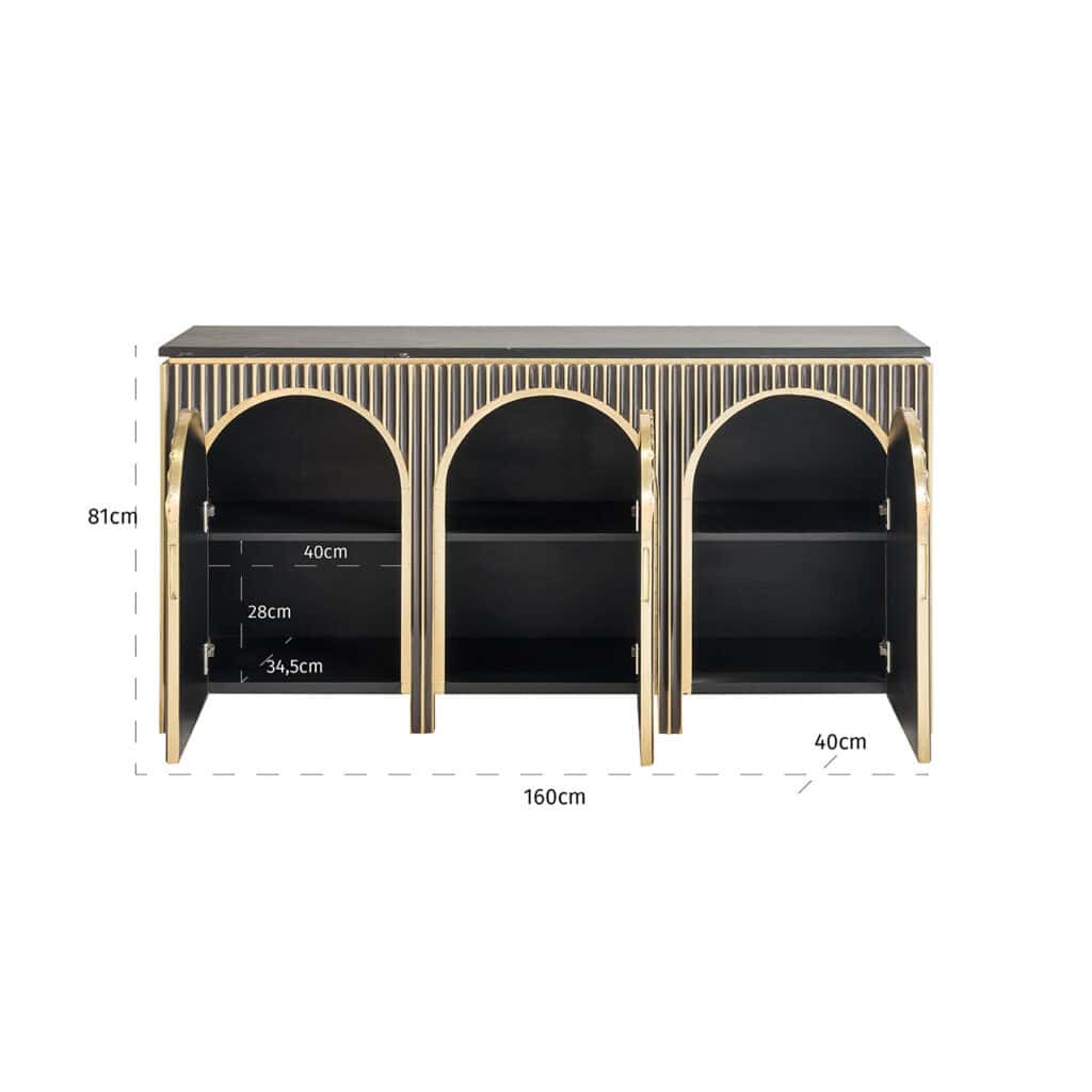 Anrichte Les Arcs Brushed - 3-türig ( Gold)