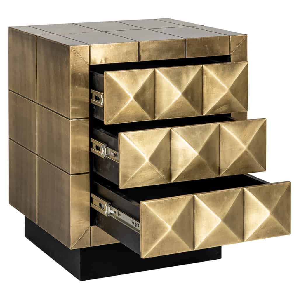 - Nachtkast Collada 3-laden (Brushed Gold)
