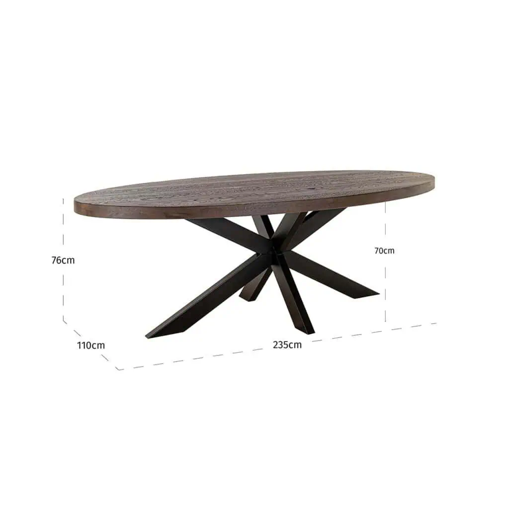 - Eettafel Watson bruin 235 incl. spider leg black (Dark brown)