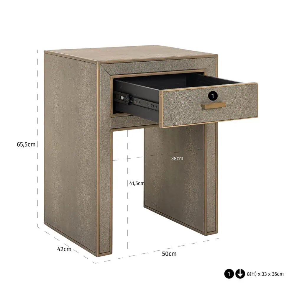 - Nachtkastje Bloomville 1-lade incl. glas (Brown)