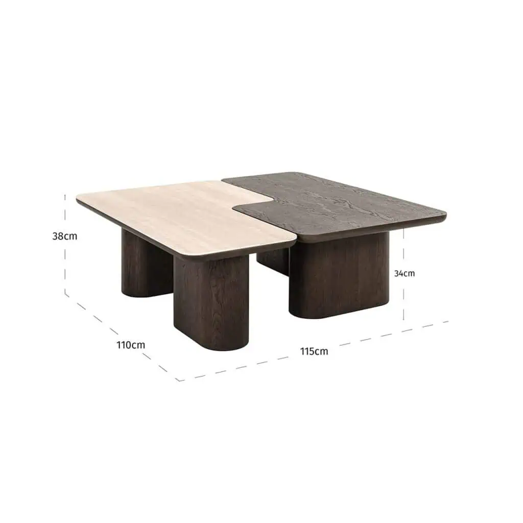 - Salontafel Nando set van 2 (Brown)