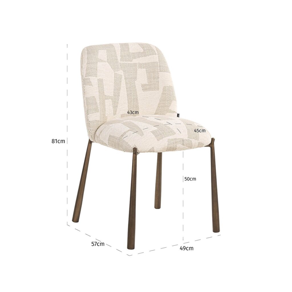 - Eetkamerstoelen Lana beige graffic (set van 2) (Beige graffic)