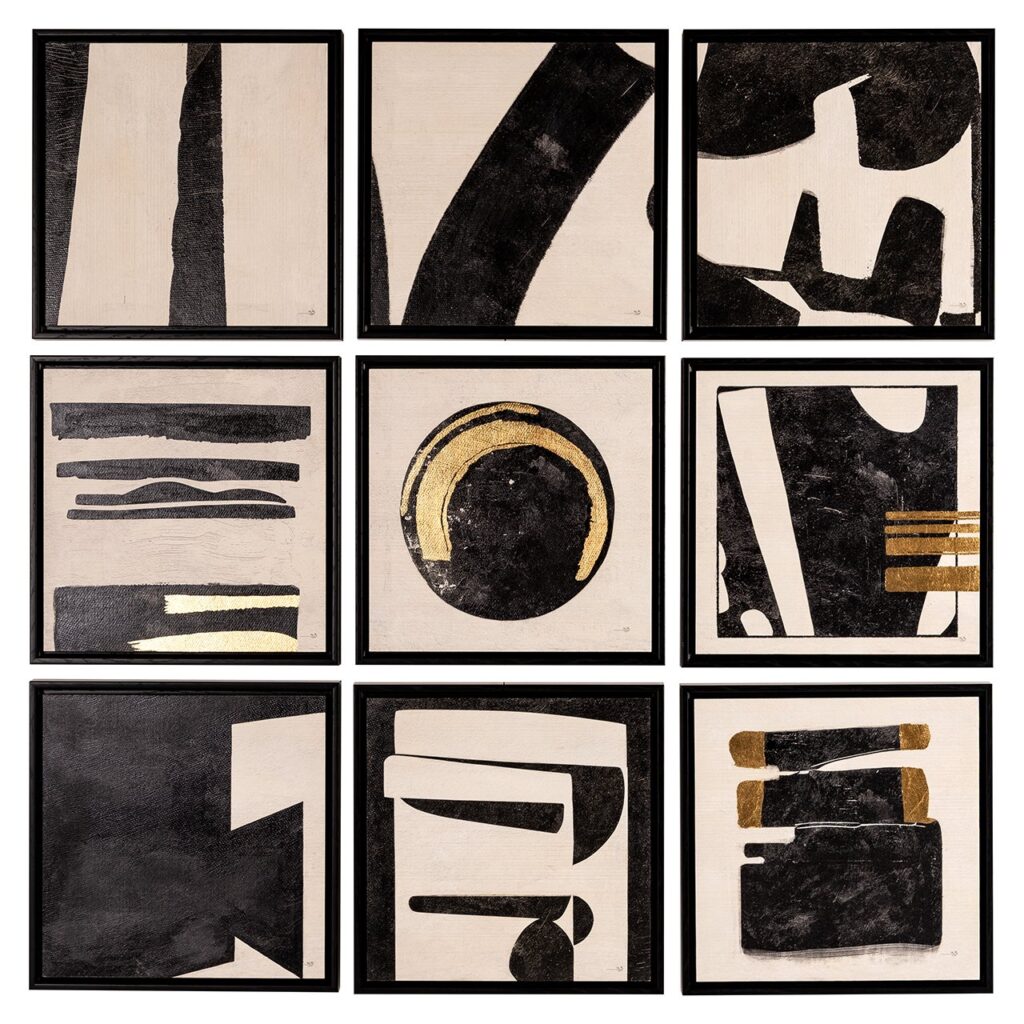 - Wall art Gabri set van 9 (Black/white)