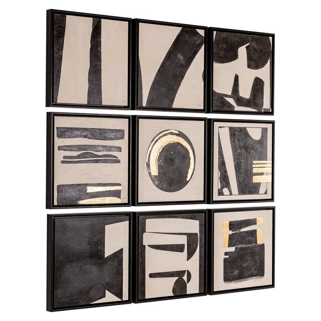 - Wall art Gabri set van 9 (Black/white)