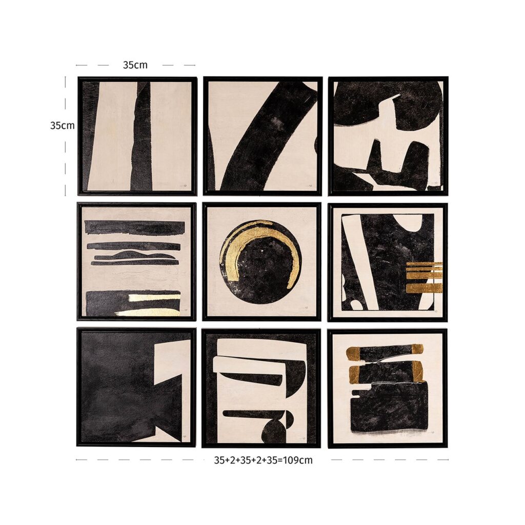 - Wall art Gabri set van 9 (Black/white)