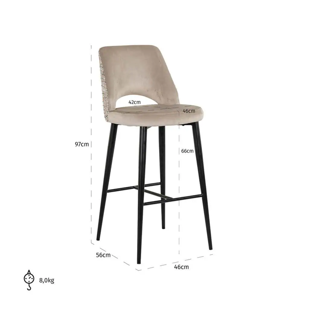 - Barstoel Tabitha trendy nature / quartz khaki fire retardant (Be Trendy 01 Nature)