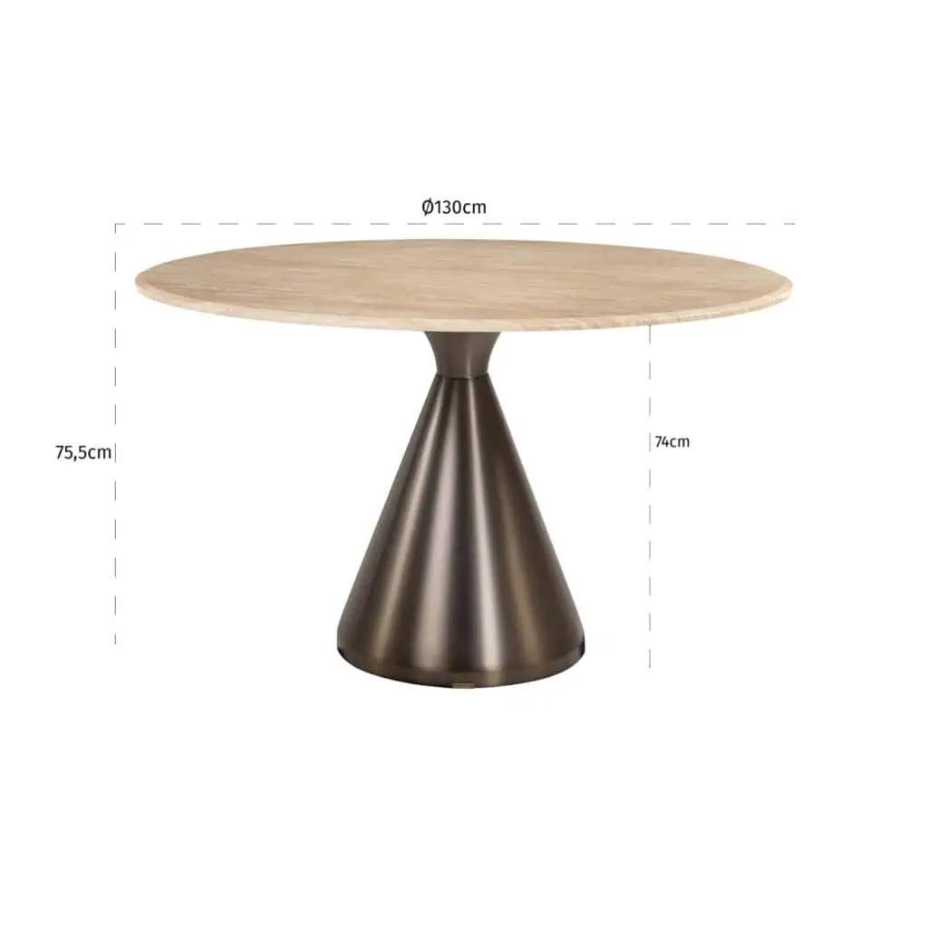 - Eettafel Montgommery beige 130Ø
