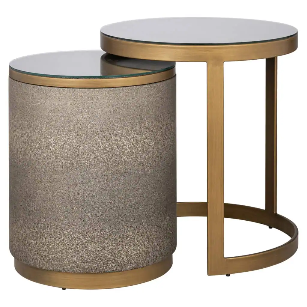 - Bijzettafel Bloomville gold incl. glass (Set of 2)