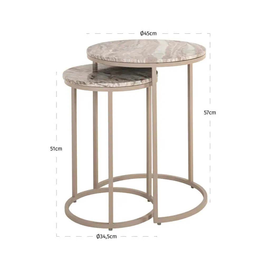 - Bijzettafel Fairfax stone (Set of 2)