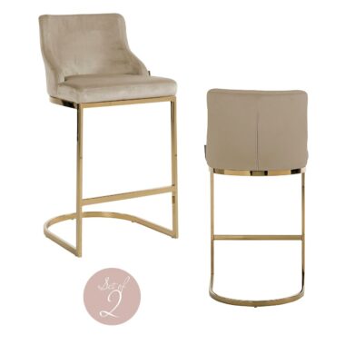 - Barstoel Bolton khaki velvet gold fire retardant (Set of 2)