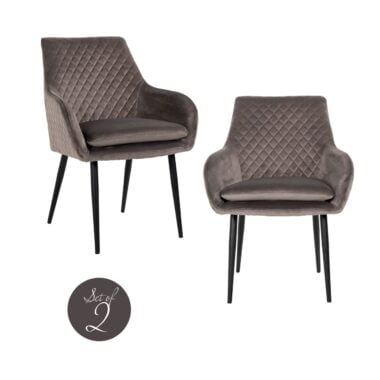 - Eetkamerstoel Chrissy stone velvet (Set of 2)