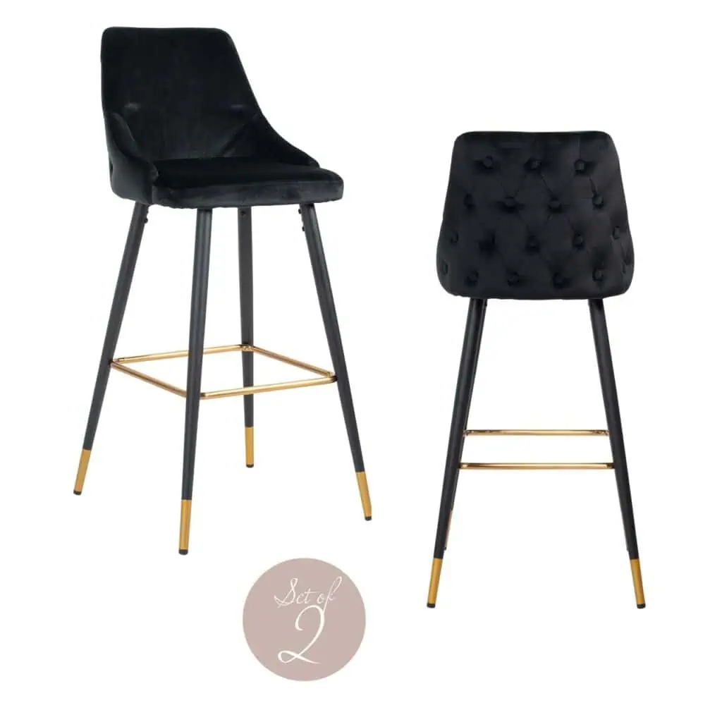 - Barstoel Imani black velvet (Set of 2)