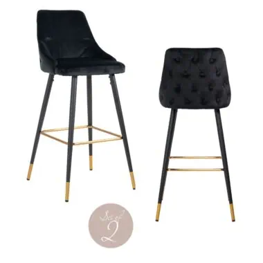- Barhocker Imani black velvet (2er Set)