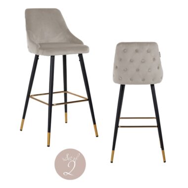 - Barstoel Imani khaki velvet (Set of 2)