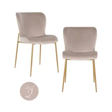 - Eetkamerstoel Odessa khaki velvet fire retardant (Set of 2)