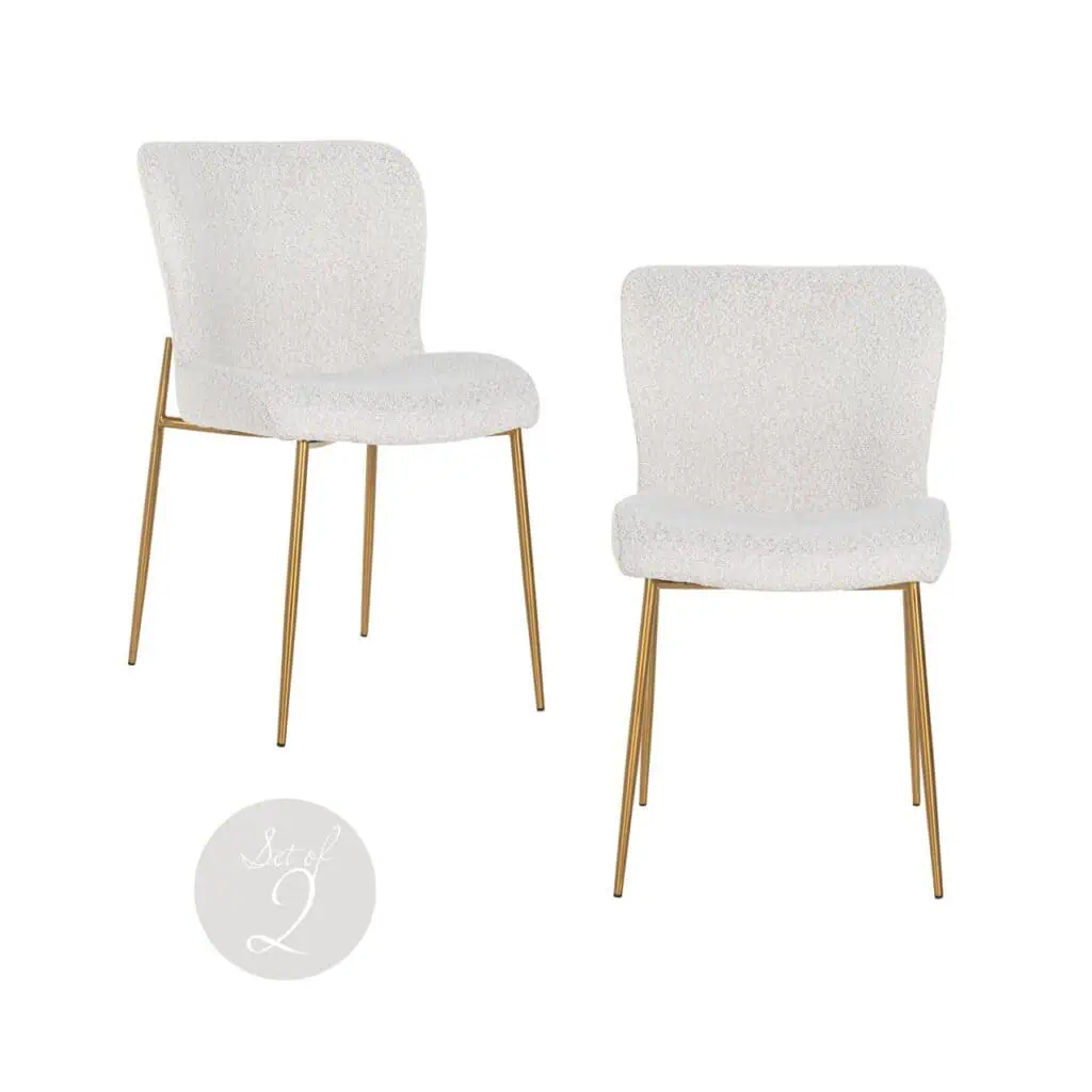 - Eetkamerstoel Odessa white bouclé (Set of 2)