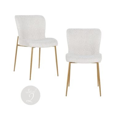 - Eetkamerstoel Odessa white bouclé (Set of 2)