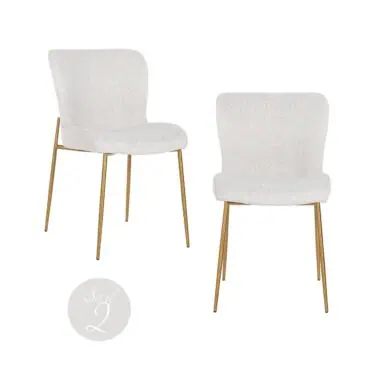- Chaise de salle à manger Odessa white bouclé (Lot de 2)