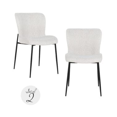 - Eetkamerstoel Darby white bouclé (Set of 2)
