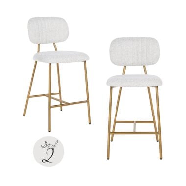 - Counterstoel Xenia white bouclé (Set of 2)