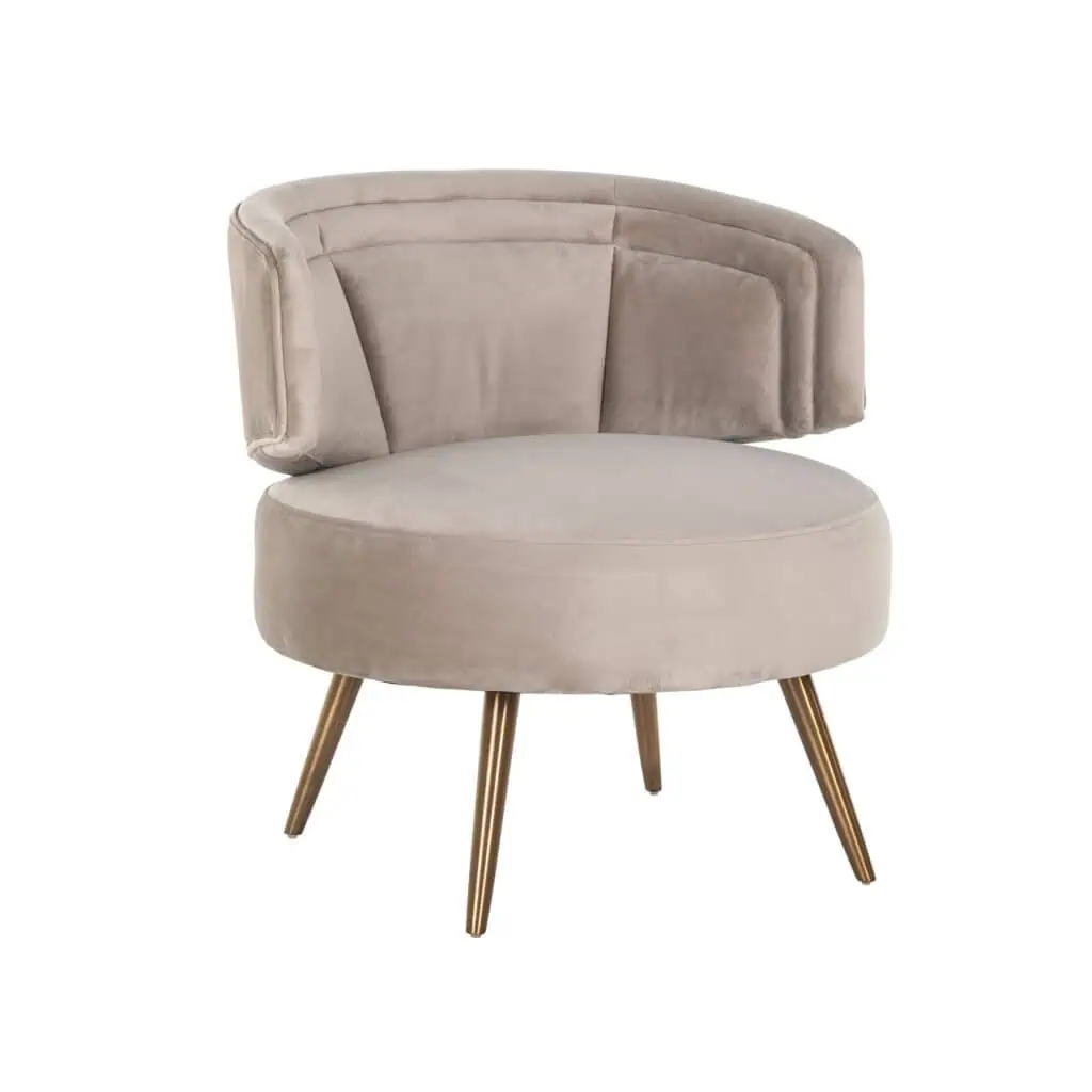 - Lounge stoel Hazel khaki velvet fire retardant