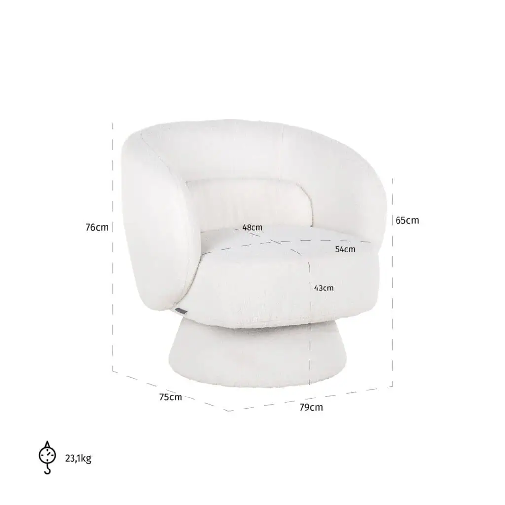 - Lounge stoel Senna white furry