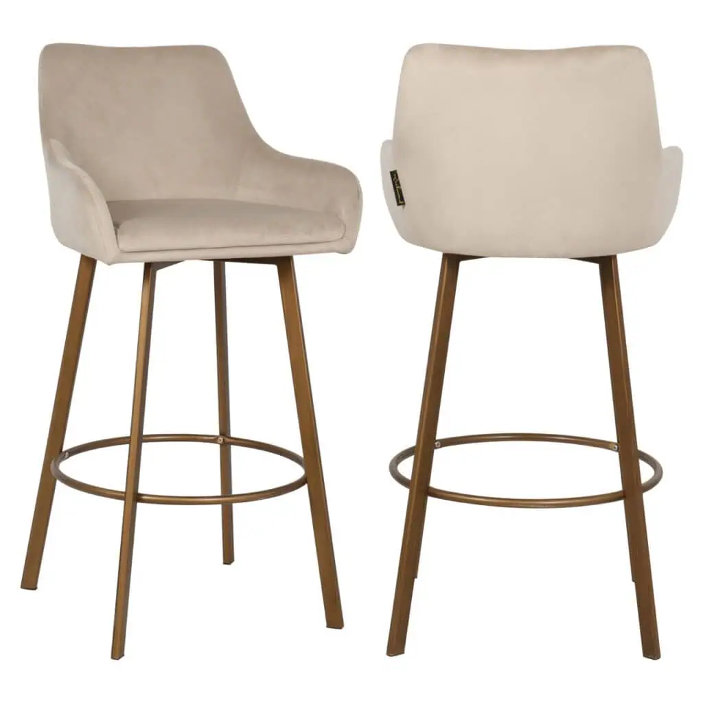 - Barstoel Cressida khaki velvet high back (Set of 2)