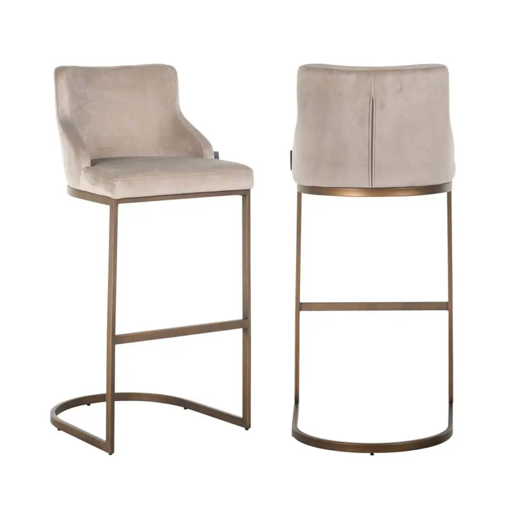 - Barstoel Bolton khaki velvet brushed gold fire retardant (Set of 2)