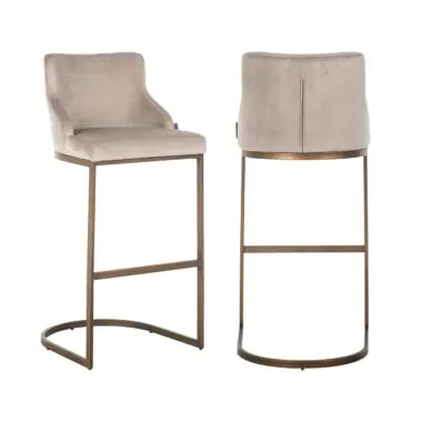 - Barstoel Bolton khaki velvet brushed gold fire retardant (Set of 2)