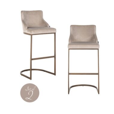 - Barstoel Bolton khaki velvet brushed gold fire retardant (Set of 2)