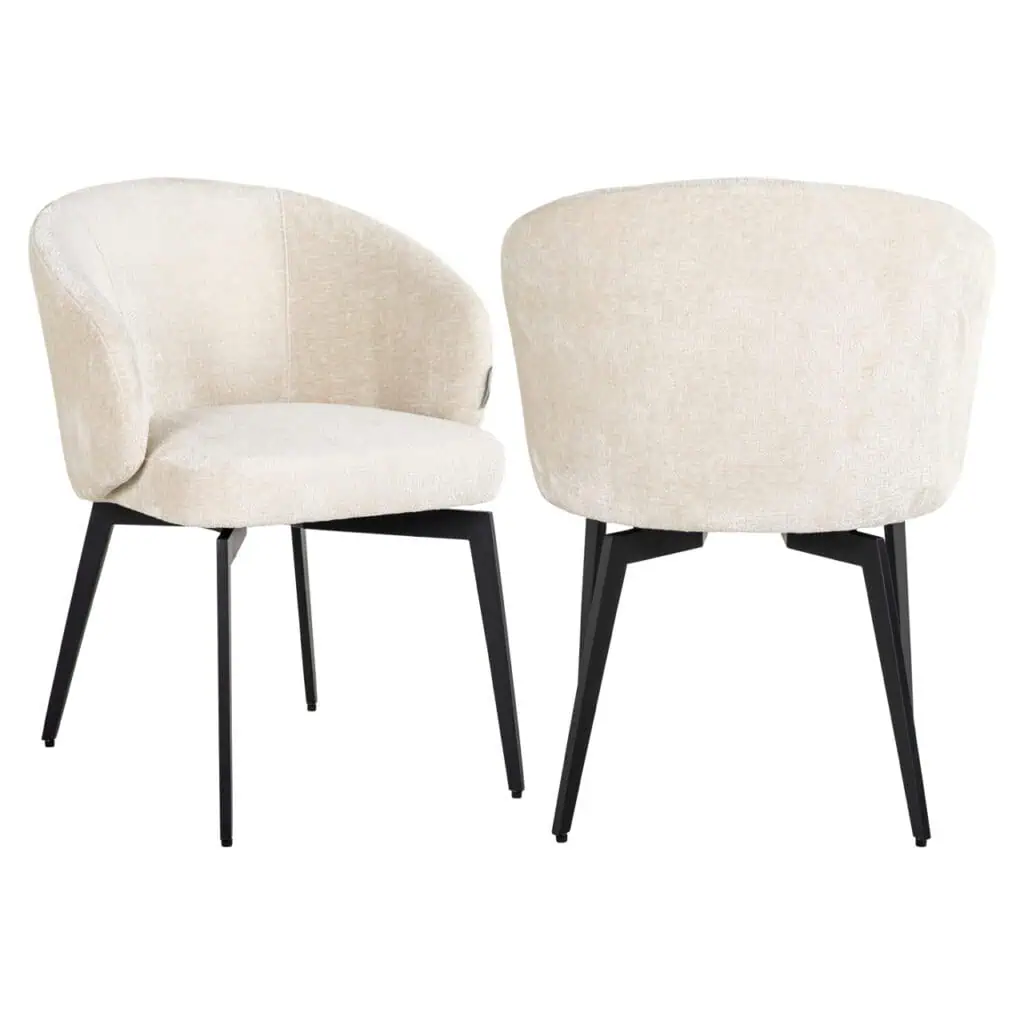 - Eetkamerstoel Amphara FR white chenille fire retardant