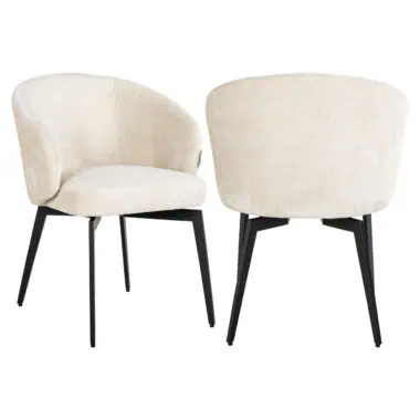- Eetkamerstoel Amphara FR white chenille fire retardant
