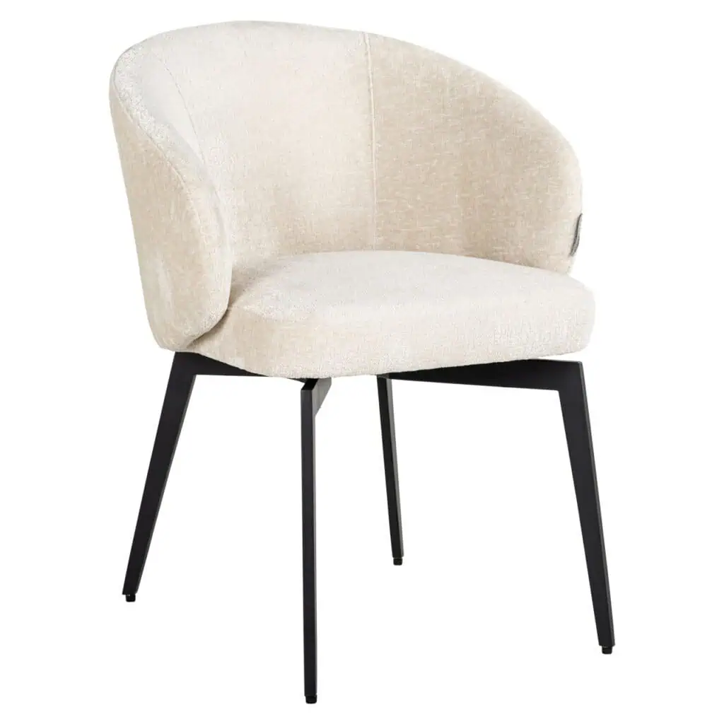 - Eetkamerstoel Amphara FR white chenille fire retardant